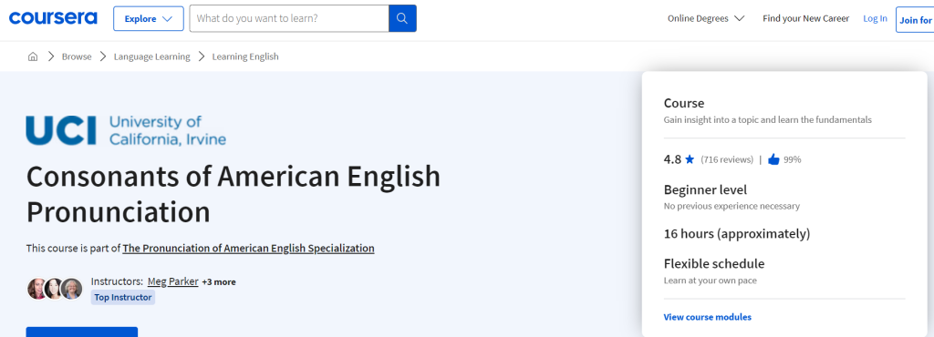 دورة Consonants of American English Pronunciation