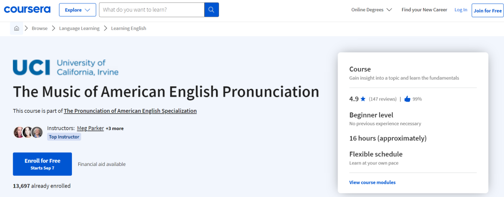 دورة The Music of American English Pronunciation