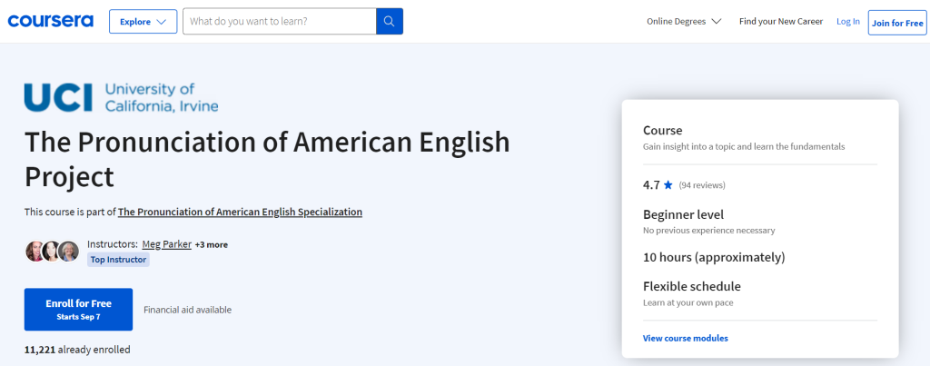 دورة The Pronunciation of American English Project