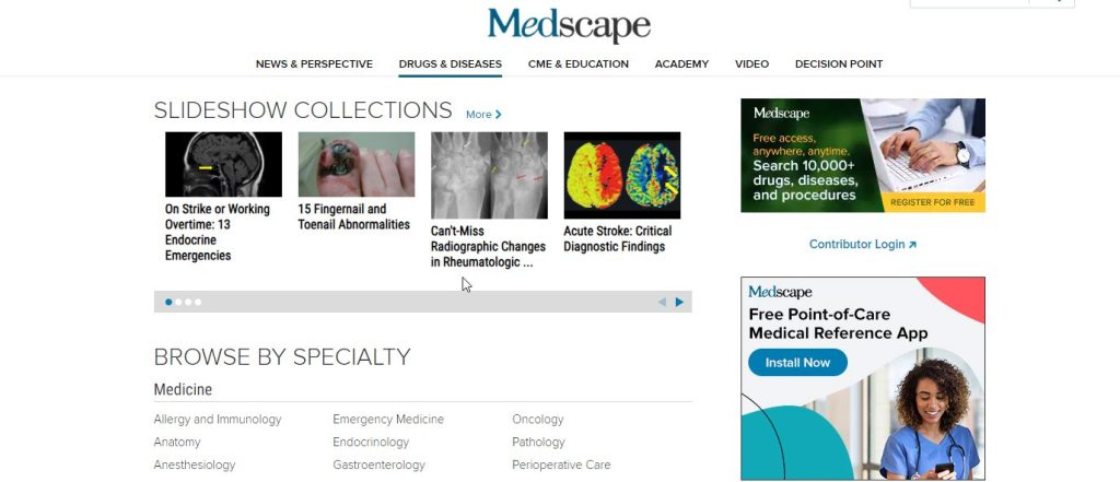 موقع medscape للبحث عن المصطلحات الطبية