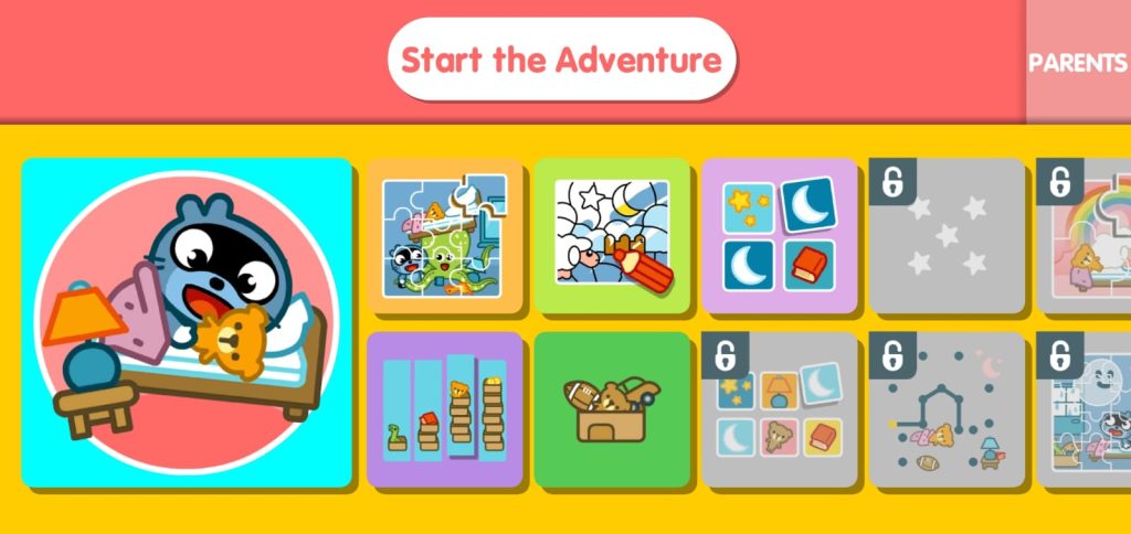 الشاشة الرئيسية لتطبيق Pango kids