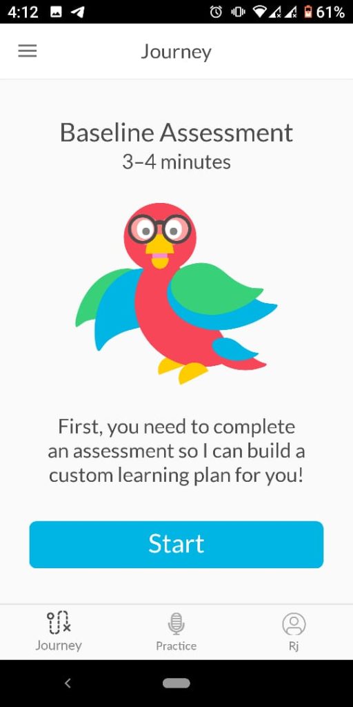 الصفحة الرئيسية لتطبيق Orai