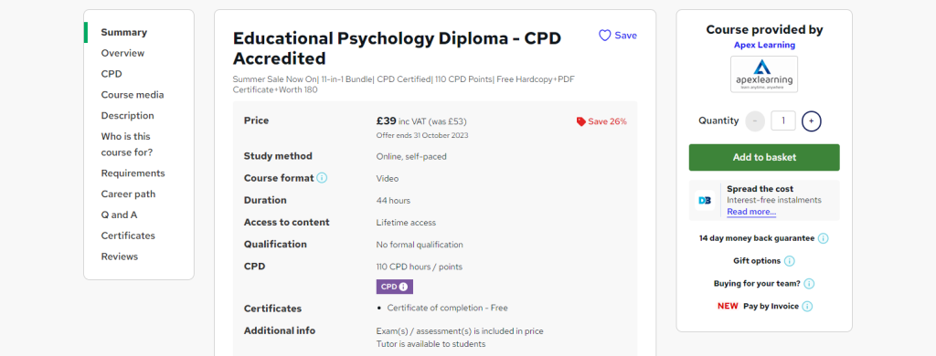 دورة Educational Psychology Diploma - CPD Accredited علم النفس التربوي