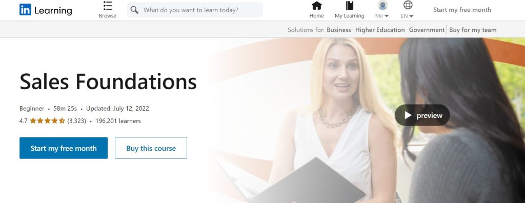 دورة Sales Foundations في مسار Getting Started as a Sales Representative 