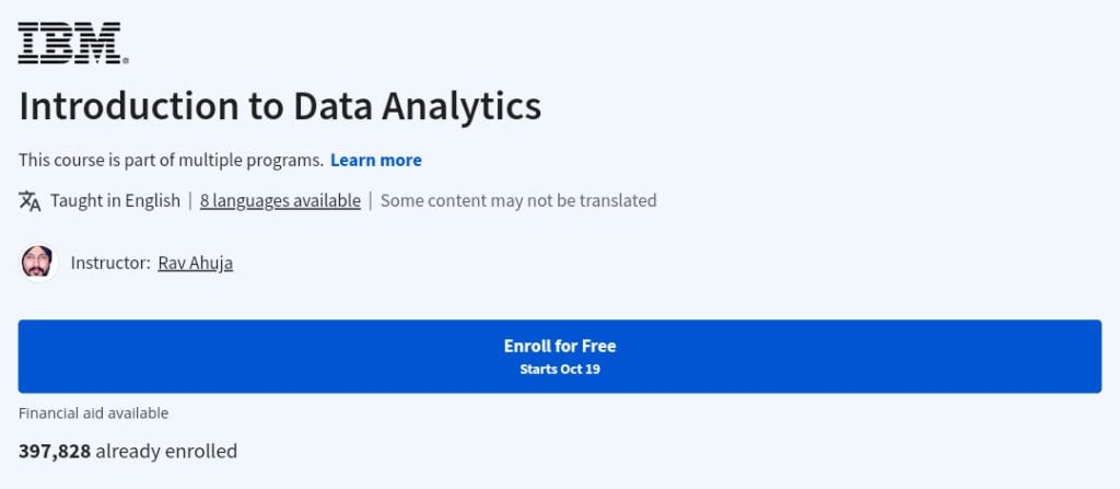 كورس Introduction to Data Analytics