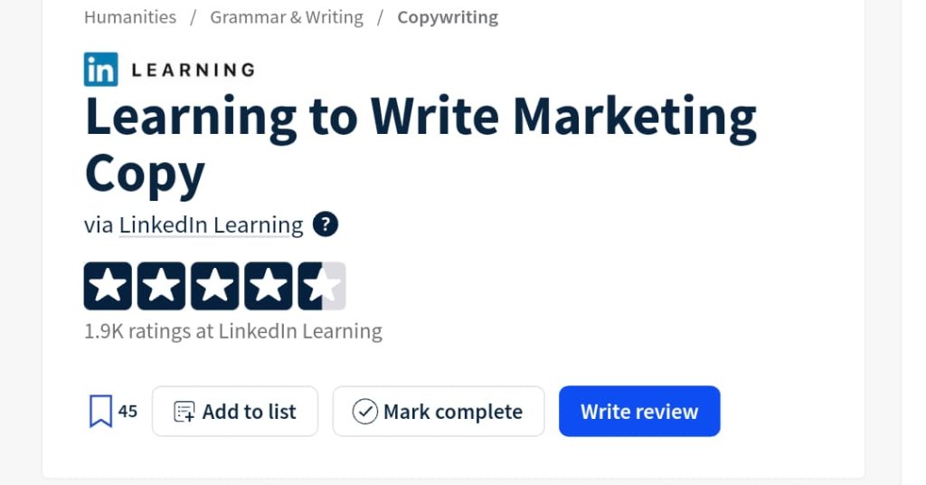 دورة Learning to Write Marketing Copy