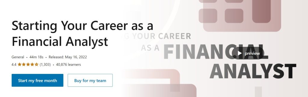 دورة Starting Your Career as a Financial Analyst في مسار Master Key Financial Analyst Skills