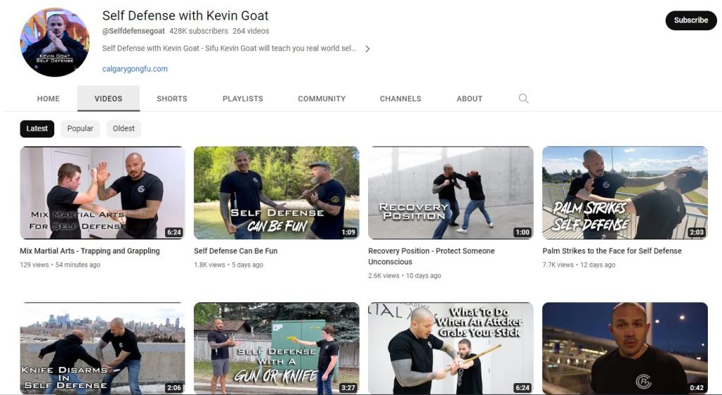 قناة Self defense with kevin goat من قنوات تعلم الدفاع عن النفس