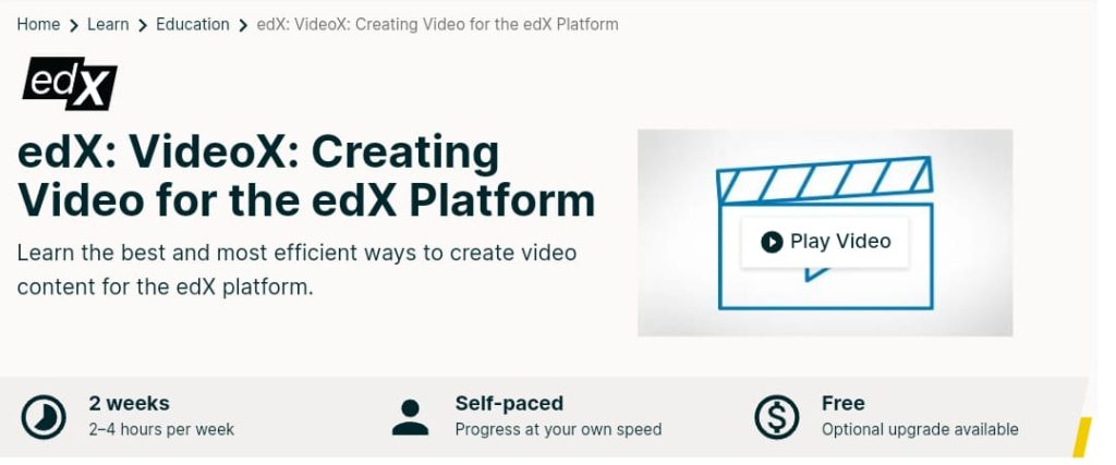 كورس edX VideoX Creating Video for the edX Platform video production