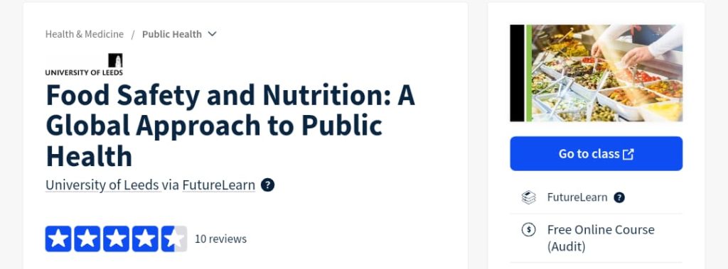 Food Safety and Nutrition A Global Approach to Public Health course تعلم سلامة الغذاء Food Safety