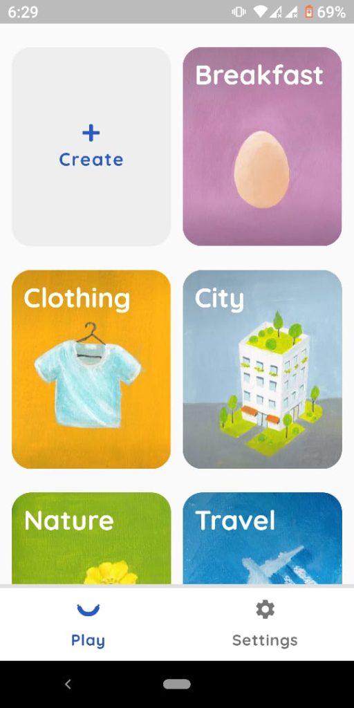 الصفحة الرئيسية لتطبيق Grammapp