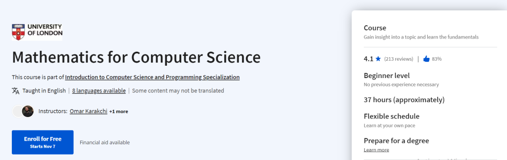 دورة Mathematics for Computer Science