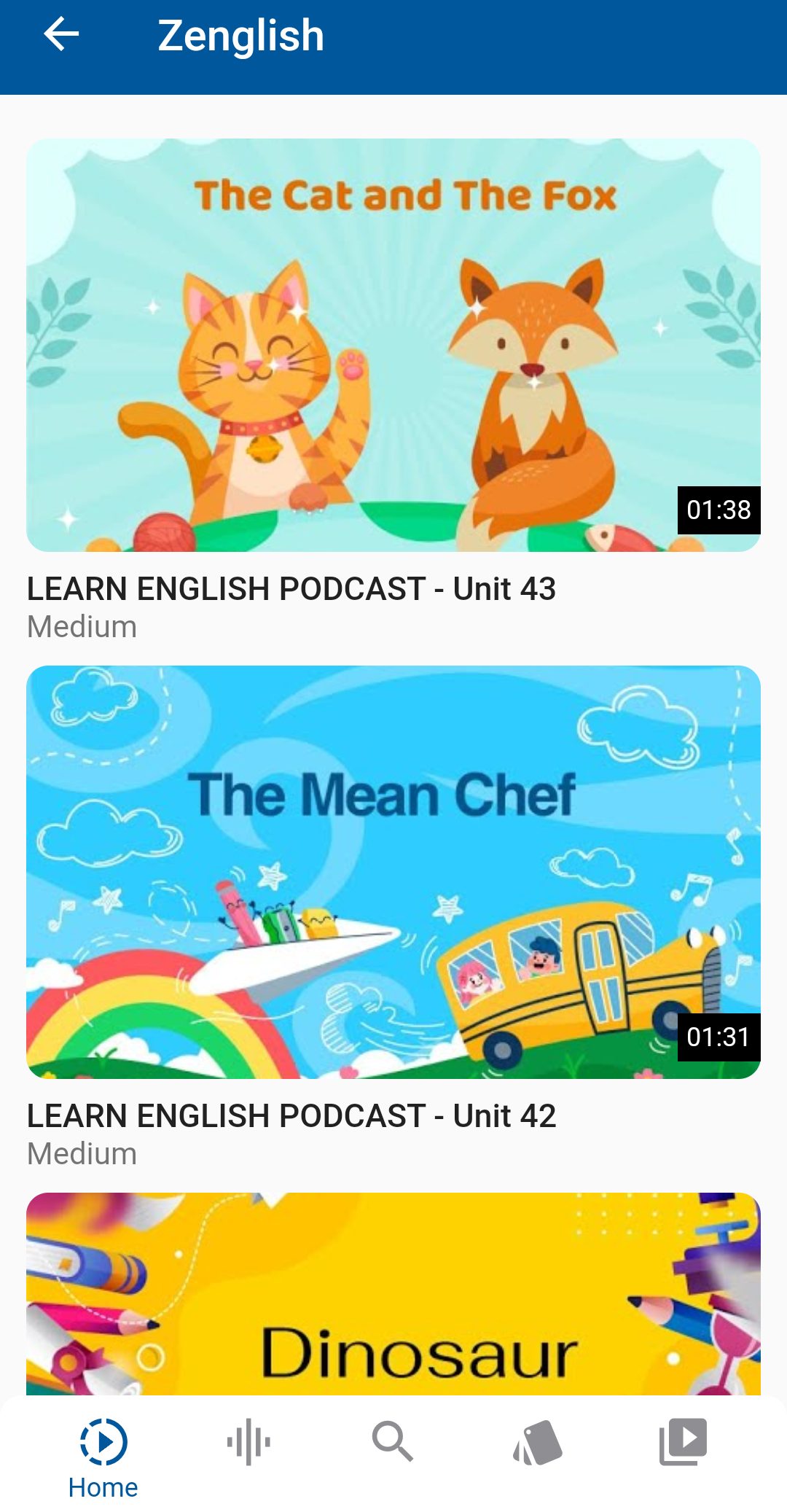 قسم Zenglish المتاح في تطبيق Zeng