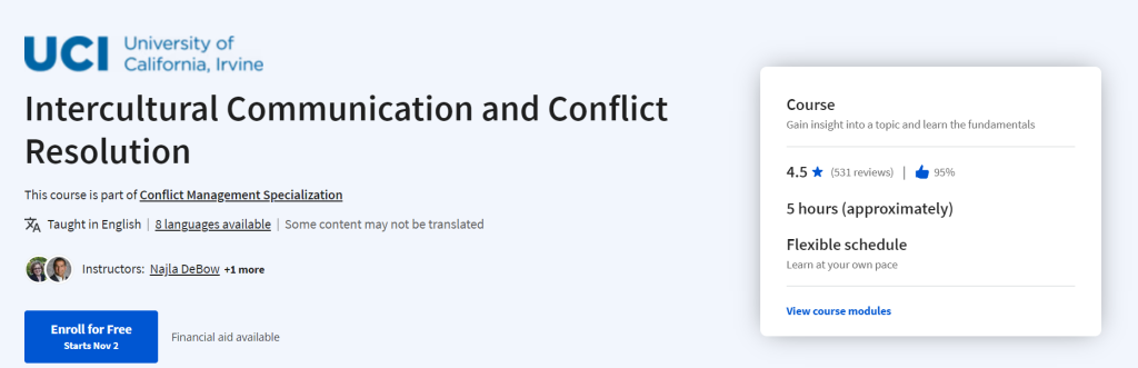 دورة Intercultural Communication and Conflict Resolution