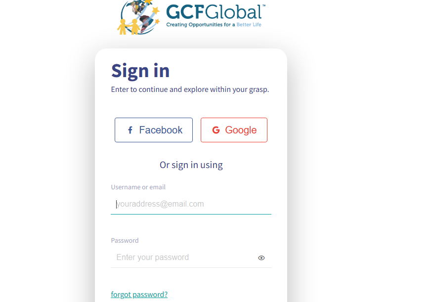 التسجيل على موقع gcfglobal.org