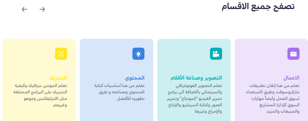 أقسام منصة ينفع التعليمية