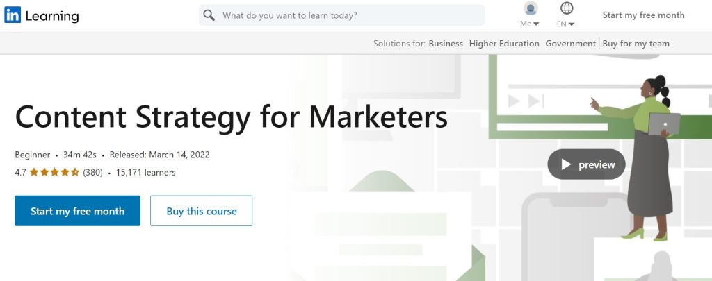 دورة Content Strategy for Marketers من مسار Advance Your Content Marketing and SEO Skills