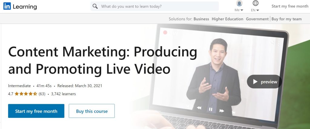 دورة Content Marketing: Producing and Promoting Live Video