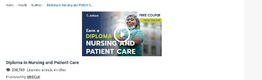 دورة Diploma in Nursing and Patient Care