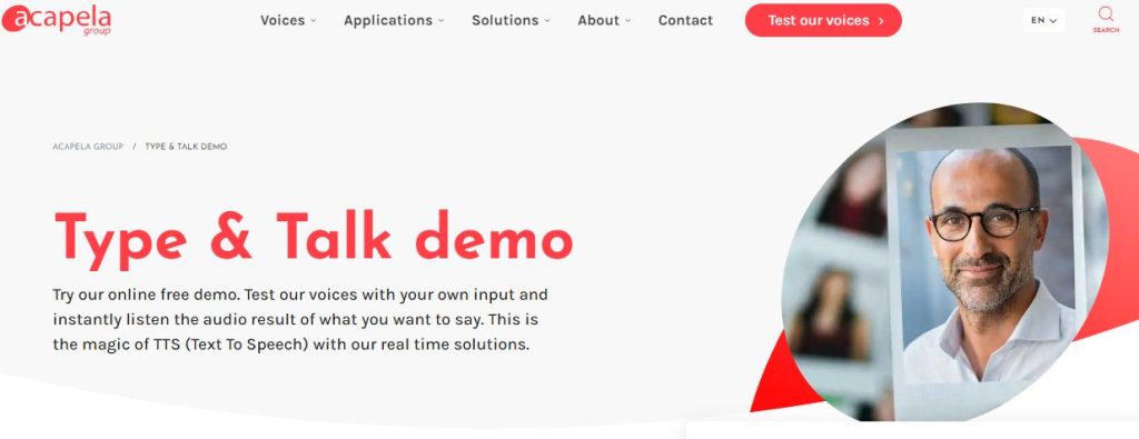 موقع acapela Group لتحويل نص إلى صوت