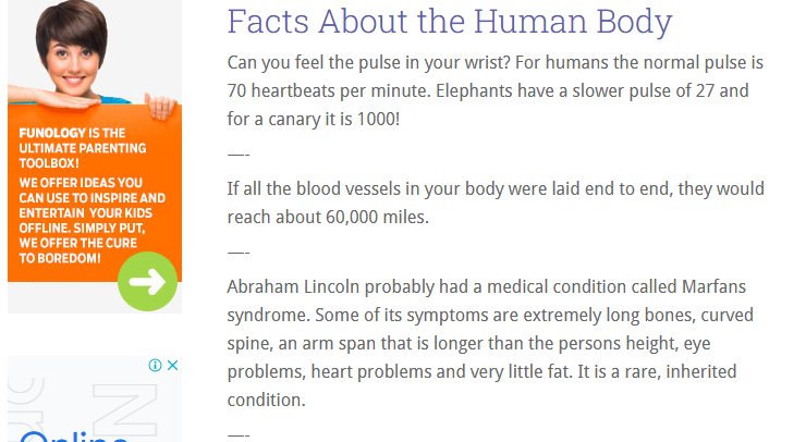 قسم trivia من موقع funology