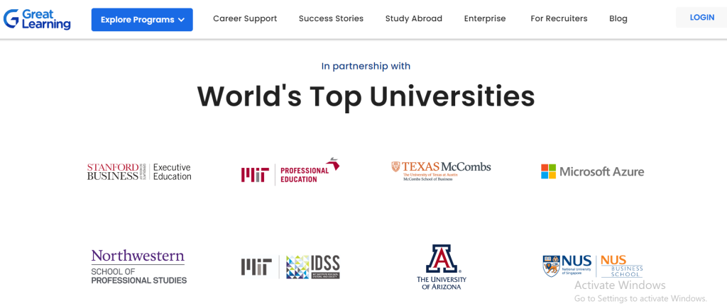 الجامعات على منصة Great Learning