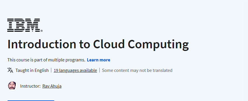 دورة Introduction to cloud computing