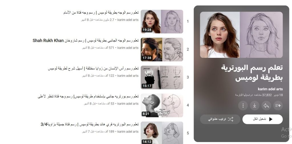 دورة تعلم رسم البورترية بطريقة لوميس