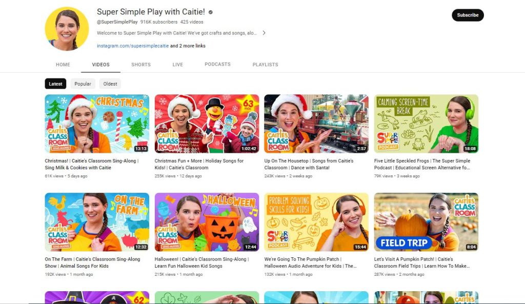 قناة super simple play with caitie 