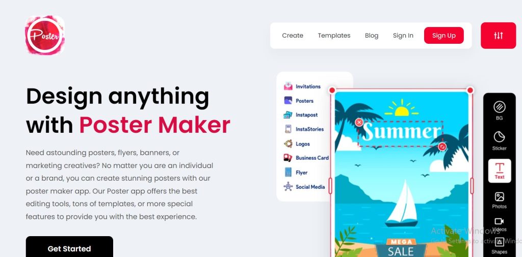موقع Poster app Lab لتصميم الملصقات