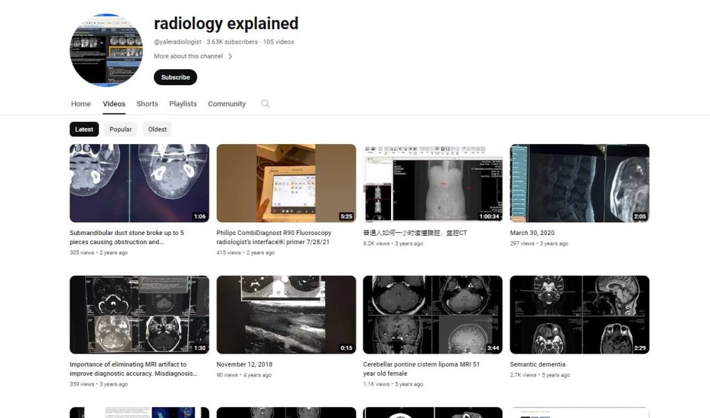 قناة Radiology explained لتعليم علم الأشعة