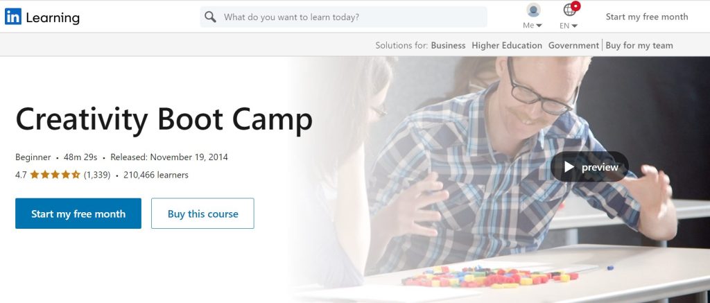 دورة Creativity Boot Camp من مسار Improve Your Creativity Skills