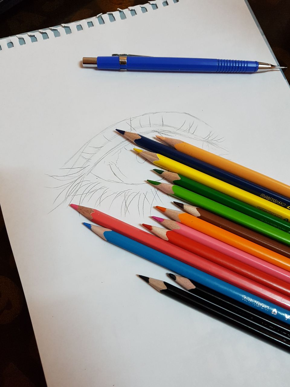 الألوان المستخدمة في رسم عين