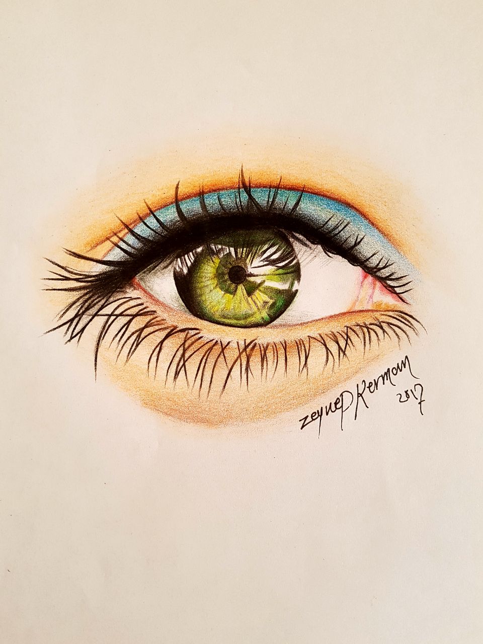 الشكل النهائي لرسم العين وتعلم الرسم