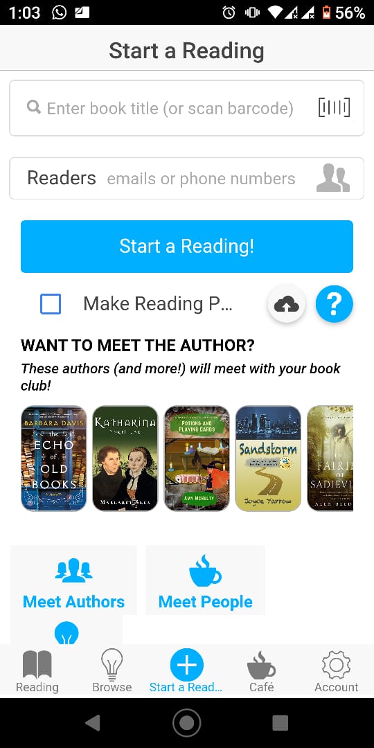 الصفحة الرئيسية لتطبيق Bookship 