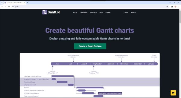 موقع Gantt.io لإنشاء مخطط غانت اون لاين