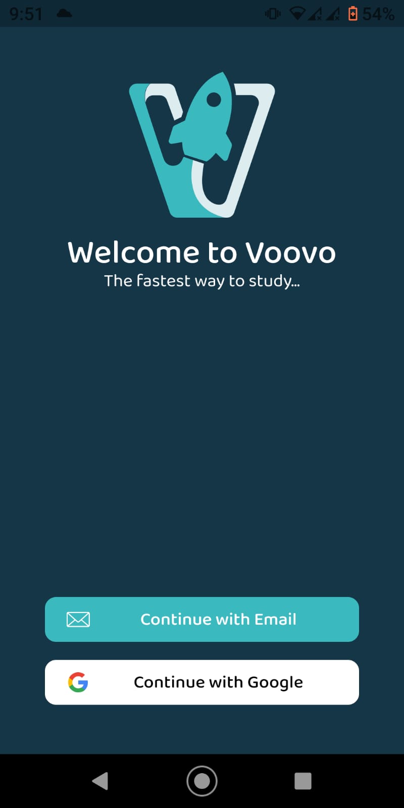 صفحة تسجيل الدخول إلى تطبيق Voovo