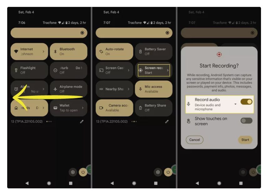 تسجيل الشاشة أو الصوت لأجهزة الأندرويد