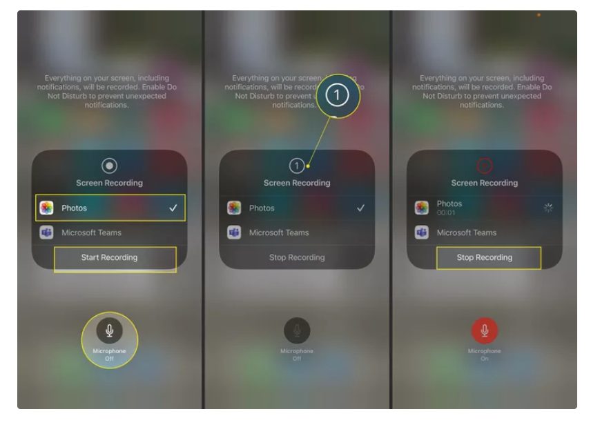 تسجيل الشاشة لجهاز iphone 13