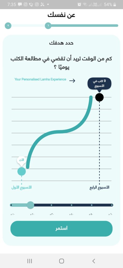 تحديد وقت القراءة لمستخدم تطبيق لمحة