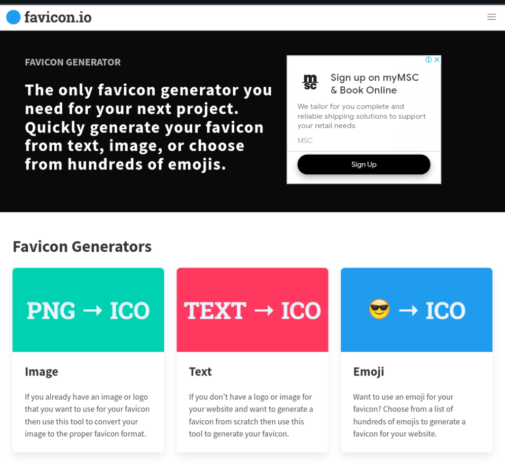 موقع favicon أحد مواقع إنشاء فيف ايكون