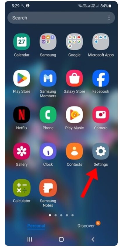 الإعدادات لتفعيل العثور على هاتف Samsung