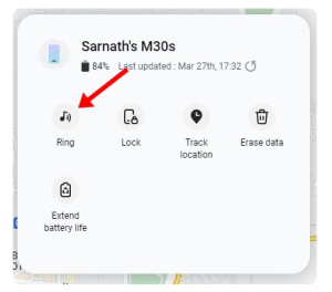 تشغيل الصوت على الهاتف للعثور على هاتف Samsung