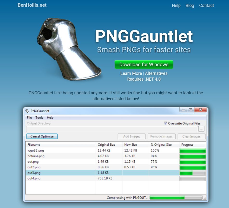 موقع PNGGauntlet لتقليل حجم ملفات Png