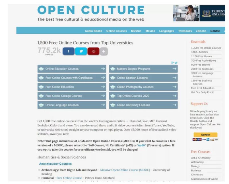 موقع Open Culture أحد مواقع تعليمية متنوعة للأطفال