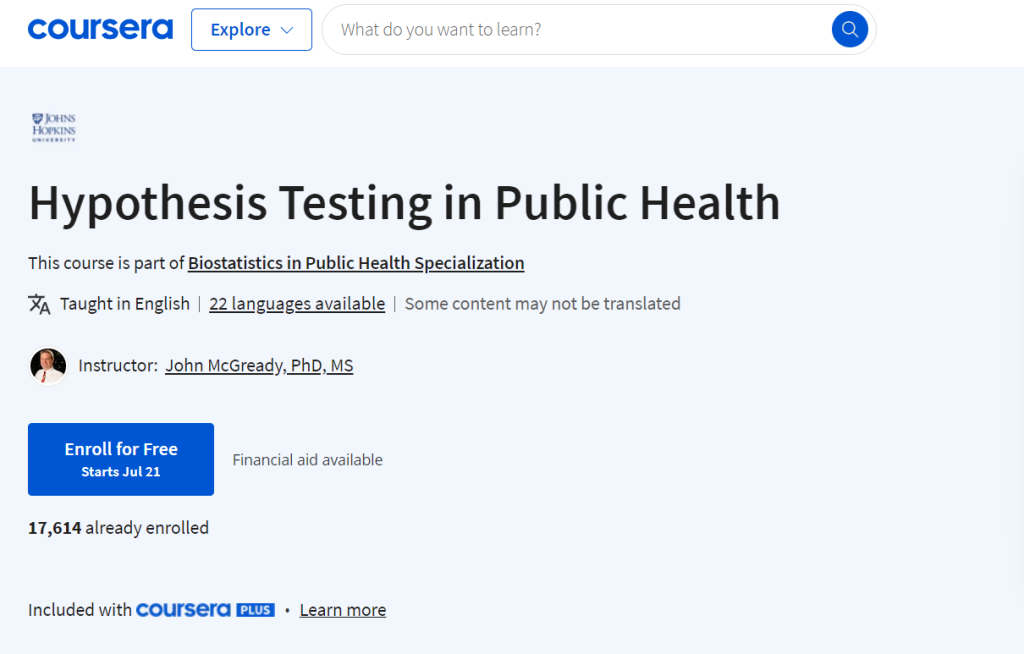 تخصص Biostatistics in Public Health