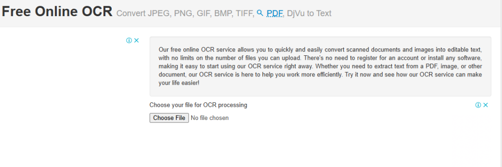 موقع Free Online OCR