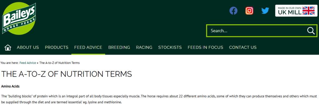 موقع Baileys Horse Feeds