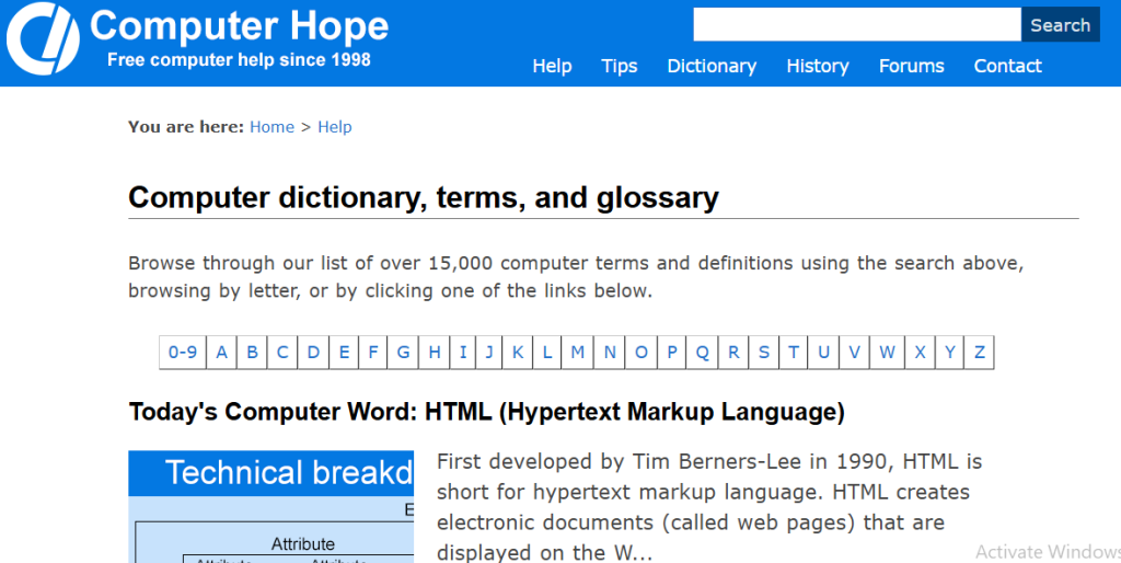 موقع computer hope للبحث عن مصطلحات الكمبيوتر
