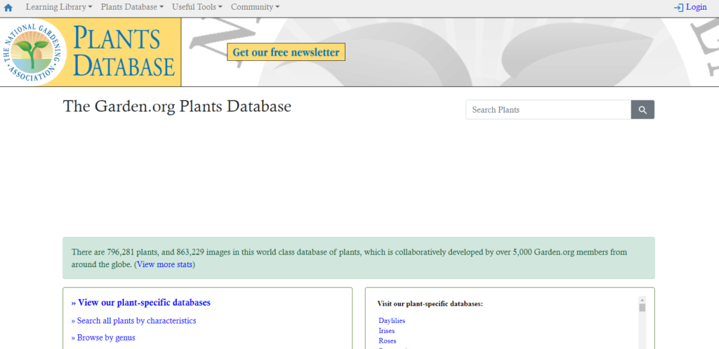 موقع The Garden.org Plants Database